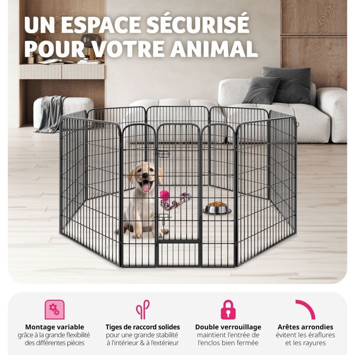 Enclos pour chiots / chien modulable LISA, 8 parties, Pliable