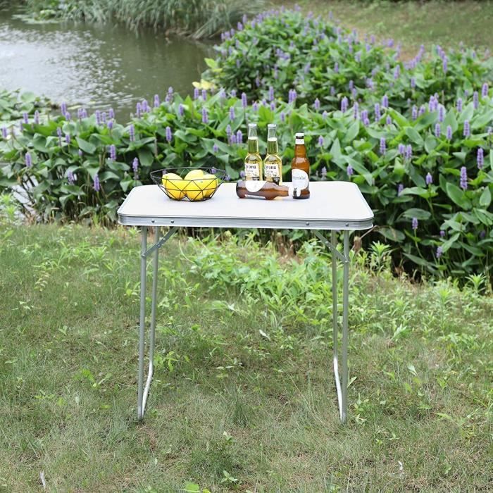 Table pliable de camping avec cadre en métal 80x60 cm Gris