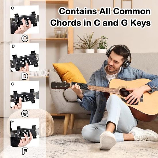 Presse-accords De Guitare Pour Débutants - Aide à L'apprentissage Des Accords, En ABS, Compact (13x6 Cm) - 4