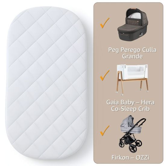 Matelas Landau 76x32cm 4 En 1 Bambou - Mousse Haute Densité Housse Lavable Pour Poussette Et Berceau