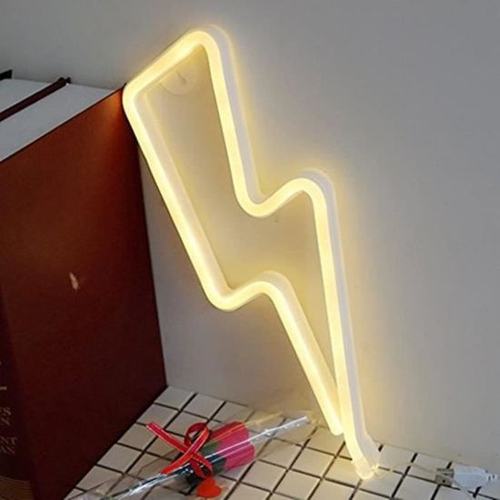 MUMUMUXI Neon Love Signs 15,2 x 35,6 cm Alimenté par USB ou à Piles Décoration pour Chambre denfant/fête danniversaire/Vacances/Mariage Blanc Chaud Néon Lightning-Warm White 
