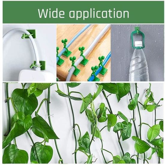 Feuilles invisibles réalistes Support de fixation autocollant Ironhorse Lot de 100 clips muraux pour plantes grimpantes Jardinage des tomates Utilisés pour les tiges de fleurs et les vignes