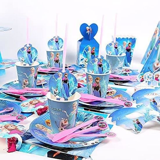 Vaisselle D anniversaire Enfants58pcs Frozen Anniversaire Reine Neiges-  Plate Serviette Papier Tasse Nappe - Cdiscount Maison