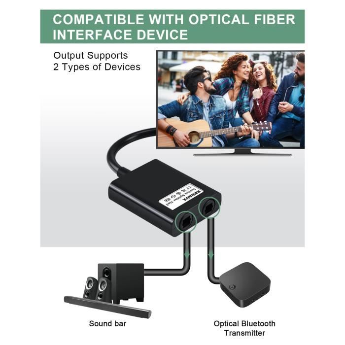 Acheter Répartiteur de Fiber optique numérique Toslink, adaptateur Audio 1  entrée 2 sorties, Compatible avec amplificateur CD DVD TV