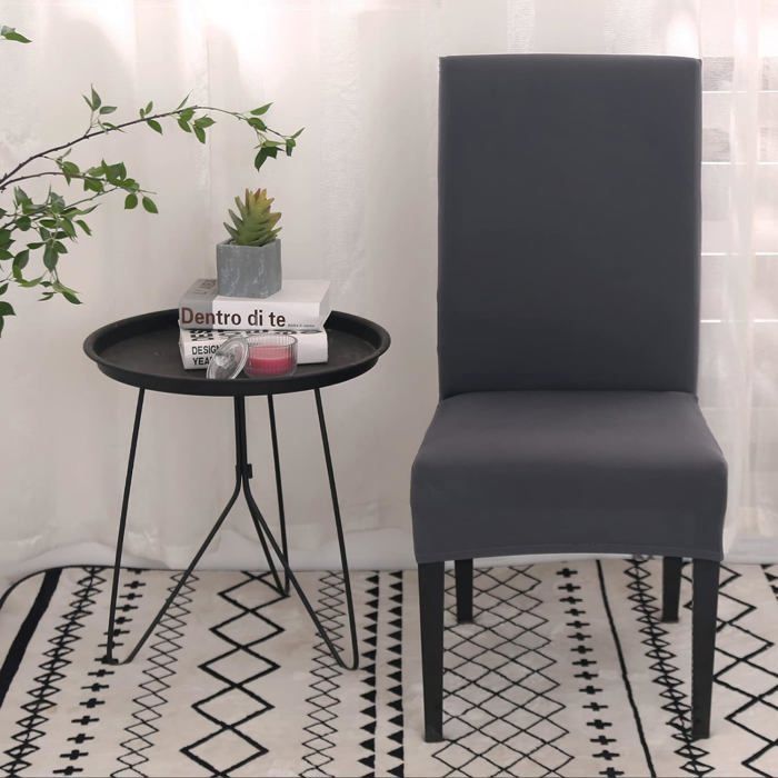 Housses De Chaise Extensibles 6 Pièces – Universelles, En Polyester/élasthanne, Antidérapantes, Lavables, Couleur Beige