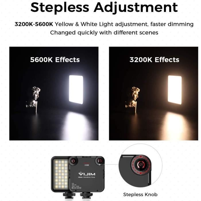 Lumière Caméra,LED Lampe avec 3 Cold Shoe,Eclairage Video