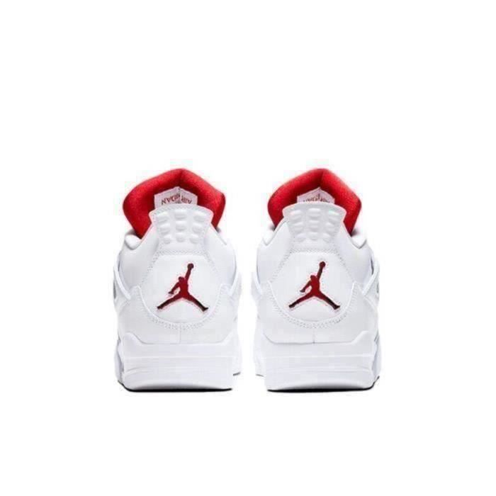 Air Jordanx 4 Retro Metallic Red Blanche et Rouge Femme Homme AJ4