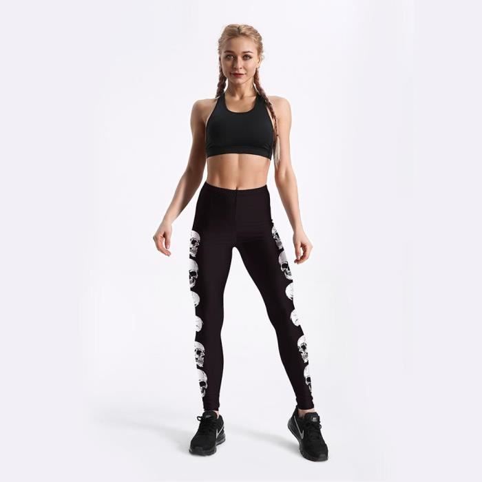 PANTALON Nouveau Hotsale femmes noir cr ne mal imprimer Leggings