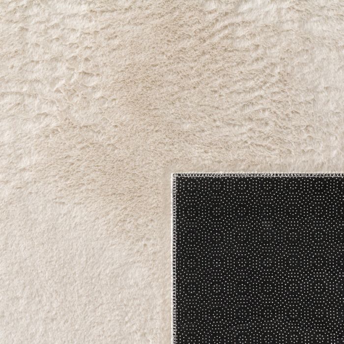Tapis Shaggy Ultra Doux 80x80 Cm - Poils Longs Antidérapant - Pour Salon, Chambre Enfant - Couleur Beige