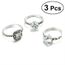 3pcs Boheme Argent Couleur Carre Coeur Forme Ronde Cristal Anneaux