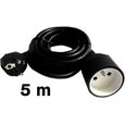 Rallonge électrique ZENITECH 5m - câble HO5VVF - 3G1.5 - Noir-0