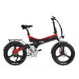 LANKELEISI G650 20 pouces Vélo électrique pliant  — moteur 500 W — batterie 12,8 Ah — Shimano 7 vitesses — suspension totale—Rouge-0