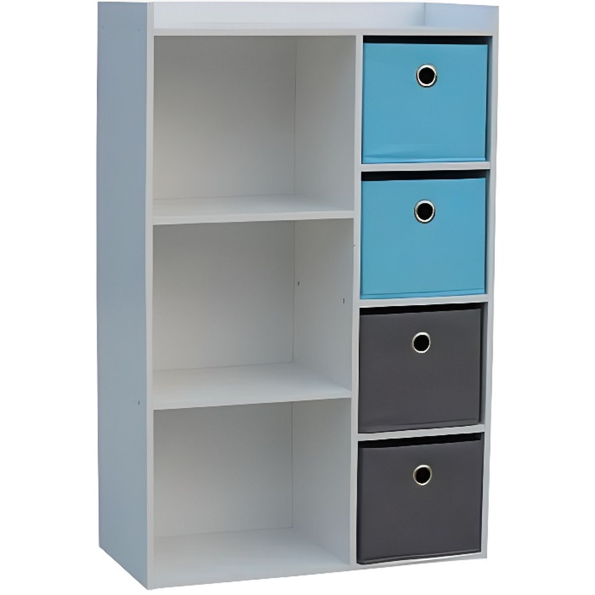 Armoire De Rangement Enfants Garcon 3 Niches 4 Tiroirs Bleu Gris