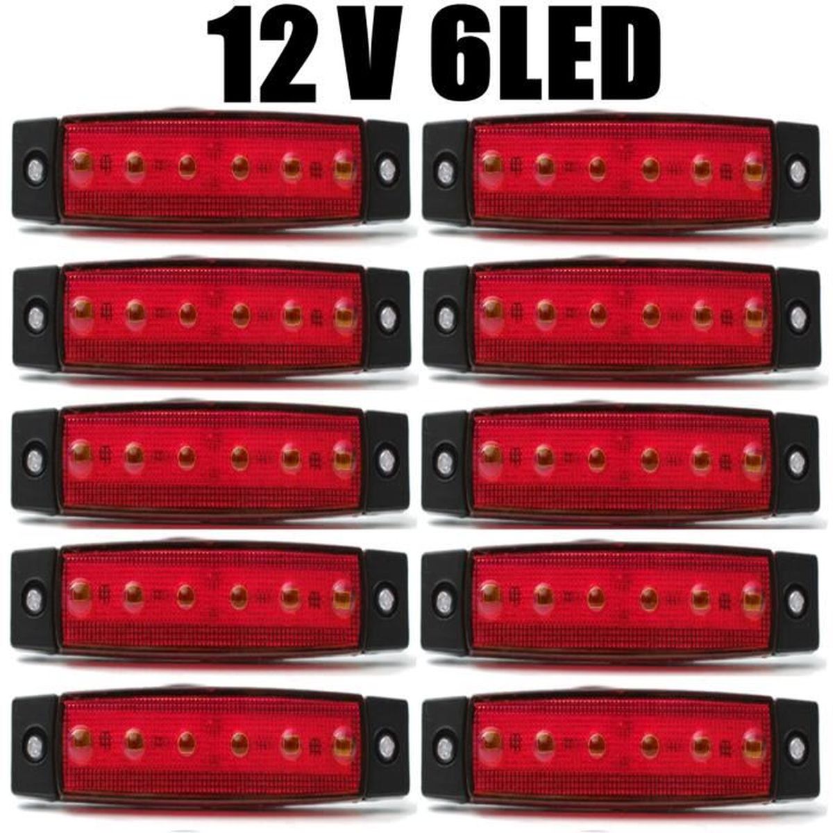 2X8 LED Feux De Position LatéRaux 12 / 24V Lampe LatéRale De Remorque Double Face Avertissement LumièRe Rouge Blanche Pour Camion Rv Caravane