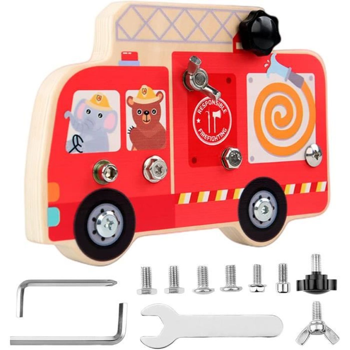 Atelier Montessori Bois – Set D’outils Avec Tournevis, Clés, Planche à Visser, Jouet éducatif 3-5 Ans