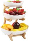 ADTOBAST Présentoir à fruits à 3 étages, Corbeille a Fruits avec support en bois résistant, Plateaux de Service pour Gâteaux Fruits Dessert