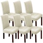 HOUSE OF HARLOW 1960 Lot de 6 housses de chaise de salle à manger modernes, extensibles, amovibles et lavables (blanc cassé, 6 pièces)