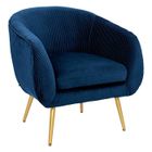 ATMOSPHERA CRÉATEUR D'INTÉRIEUR Fauteuil "Solaro" velours plissé bleu - Atmosphera createur d'interieur
