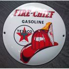 Plaque émaillée - Texaco - Fire Chief Gasoline - 12 cm - Vintage - À suspendre