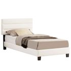 IDIMEX Lit 1 place FLORIDA 90x190 cm avec sommier, lit simple pour enfant ou adulte, hauteur réglable, lit en tissu blanc