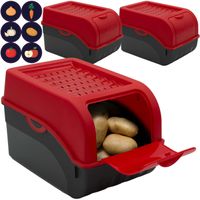 3 Boîtes de conservation alimentaire Rouge + 6 Stickers ARTECSIS / pour env. 4kg de Pommes de terre / Légumes Oignons