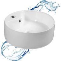 Lavabo en céramique Starbath Plus - forme ronde - couleur blanc brillant - Dimensions 40 x 40 x 15 cm
