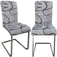 Lot de 6 Housse de chaise motif geometrique imprimée, Couverture de chaise salle à manger moderne, Housse de chaise extensible