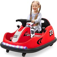 GOPLUS Auto-Tamponneuse Électrique GO-Kart Karting 12V avec Télécommande,Charge 30KG, Enfants 1,5-6 Ans avec Bande Lumineuse,Rouge