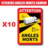 Lot de 10 Autocollants Stickers Attention Danger Angles Morts Obligatoire Poids Lourd - Camion