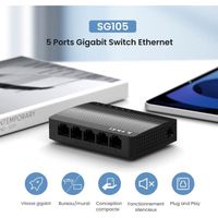 TENDA Switch Ethernet 5 Ports, Switch Gigabit 10/100/1000 Mbps - Switch RJ45, Etend le Réseau Câblé, Plastique, SG105