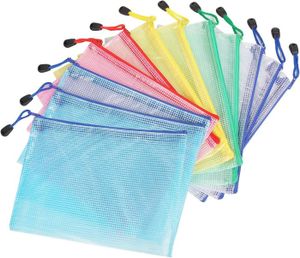 Pochette Organiseur Uxcell – 12 Compartiments, Format A5, Fermeture éclair, Maille Noire