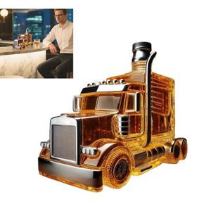 Carafe à Whisky En Forme De Camion Vintage - Verre - 375 Ml - Bouchon Décoratif - Décoration Bar Ou Cuisine - Idée Cadeau Originale