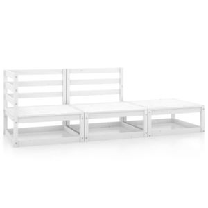 Salon bas de jardin Rainbowin Salon de jardin 3 pcs Blanc Bois de pin massif AB805701 106984