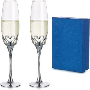Verres Flûte Champagne Cristal - Lot de 2 Coupe Champagne Argent  Personnalisés avec Coffret Cadeau Mr&Mrs Verre a Vin Coffret H - Cdiscount  Maison