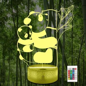 VEILLEUSE BÉBÉ Veilleuse 3D Panda - Effet 3D créatif - 16 couleurs - Télécommande
