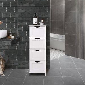 Meuble De Rangement Bas Blanc Salle De Bain Cdiscount