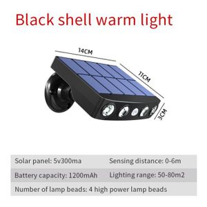 BALISE - BORNE SOLAIRE  1 paquet - Black - Lumière chaude - Lampe solaire à 4 LED avec détecteur de mouvement, 3 Modes'éclairage, san