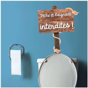 Plaque gravée autocollante 20x15cm /"Pêche et baignade interdites/" fond rouge