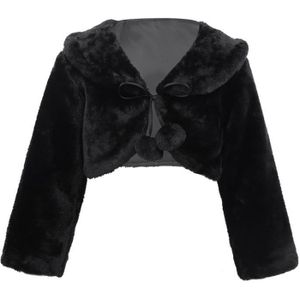 Agoky Boléro de Cérémonie Manteau à Manches Longues Bébé Enfant Fille Cardigan Boléro de Mariage Baptême Blanche Veste de Princesse Bal Danse Blouse Col V 1-10 Ans