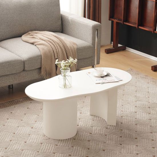 Table Basse Moderne 50x50x40cm Blanc - Design Scandinave Pour Petit Espace Salon/Bureau