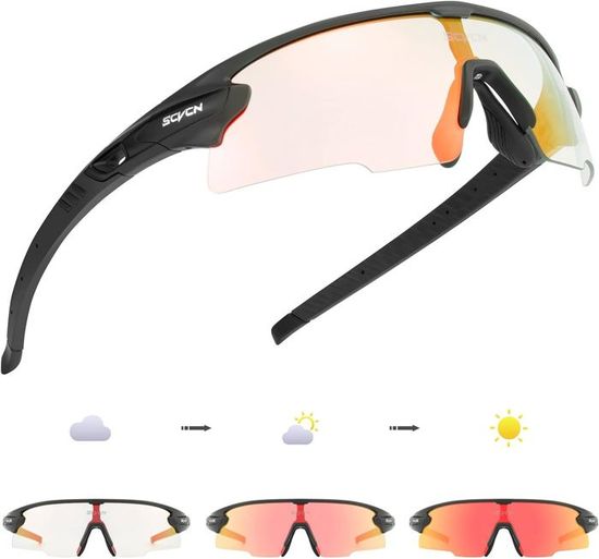 HTTDSLF Lunettes De Sport Photochromiques Unisexe - 2 Paires - UV400 - Idéales Vélo, Running, Pêche, Ski