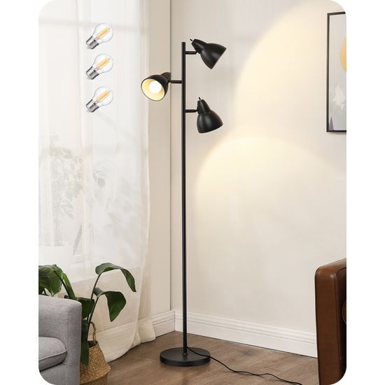 EDISHINE Lampadaire sur Pied Salon, 3 Lampes Réglable en Métal