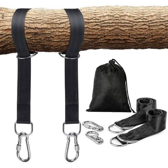 Kit Sangles Suspension Balançoire Arbre 1,5 M – Support 300 Kg, Mousquetons Et Coussinets De Protection Inclus - 12