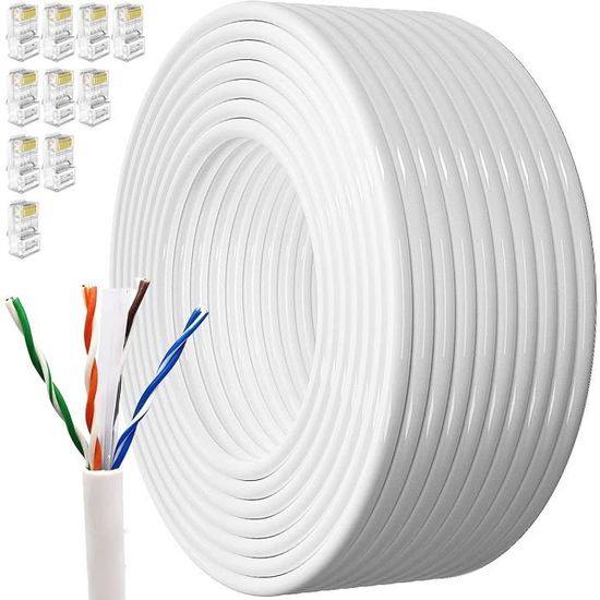 Cable Ethernet RJ45 Cat7 de 25, 30, 50, Cable de Red de instalación, Doble Escudo, 10G