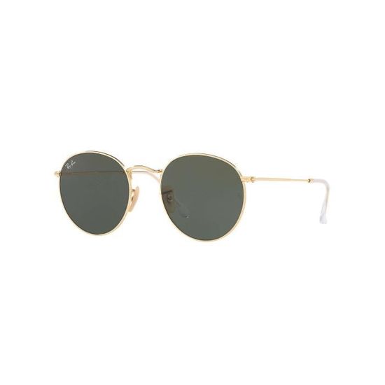 Ray Ban Homme Lunettes de soleil rondes en metal plat Or Jaune Achat Vente lunettes de soleil Homme Adulte Jaune Cdiscount