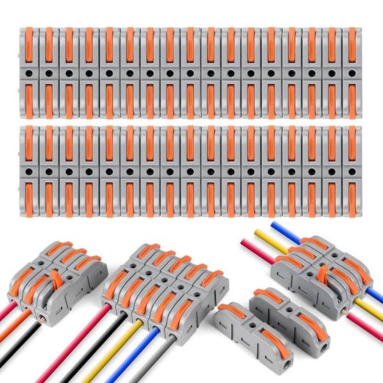 120 pièces Connecteurs électriques avec levier de commande,20pcs 2 entrées,  30pcs 3 entrées,10pcs 5 entrées - Cdiscount Bricolage