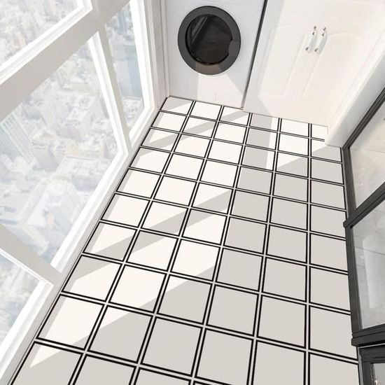 Autocollant Sol Béton Gris 30x30cm - Lot De 12 Carreaux Vinyle Adhésif - Imperméable - Salle De Bain/Cuisine