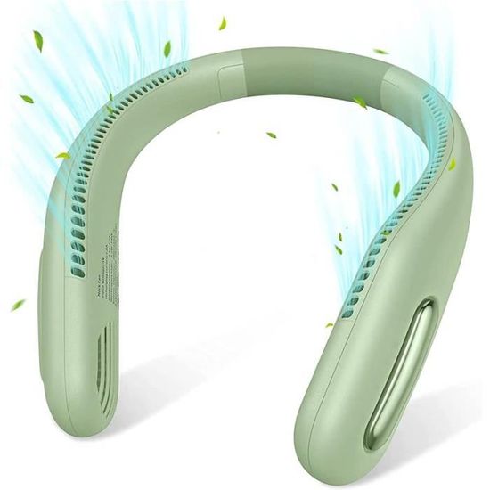 BYMYUSE Ventilateur De Cou Portable – Pales Cachées, 3 Vitesses, Batterie 1000mAh Rechargeable USB-C, Mains Libres Pour Bureau, Voyage, Sport
