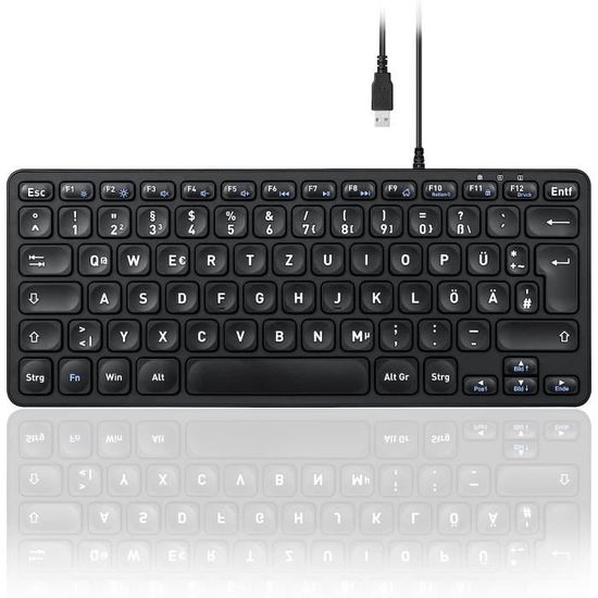 Perixx PERIBOARD-432B DE, Mini-Tastatur, USB kabelgebunden, schwarz
