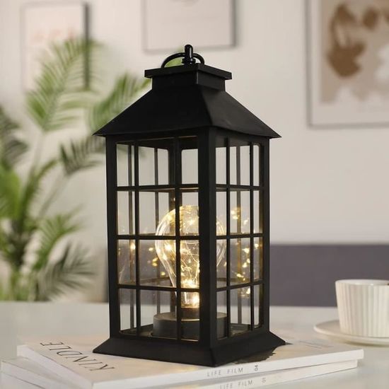 Lanterne à Bougie Vintage En Métal – 36,8 Cm De Haut, Noir Et Doré – Pour Intérieur/extérieur, Mariages, Décoration De Table